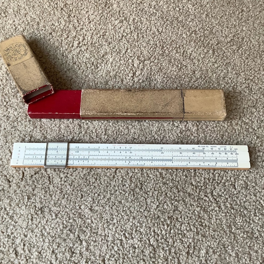 Hemmi 1953 Slide Rule - Frederick Post Co. 1447 - Bamboo, Made in Japan